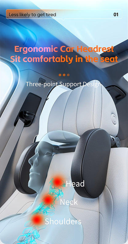 1 pezzo Poggiatesta Auto a Forma di U in Schiuma Memory a Temperatura Costante 45D, Cuscino per Collo Regolabile Meccanicamente a 360°, Design con Doppi Ganci per Uso Rimovibile su un Lato, Supporto Ergonomico per Dormire di Lato - Regalo 3 in 1 per Veico
