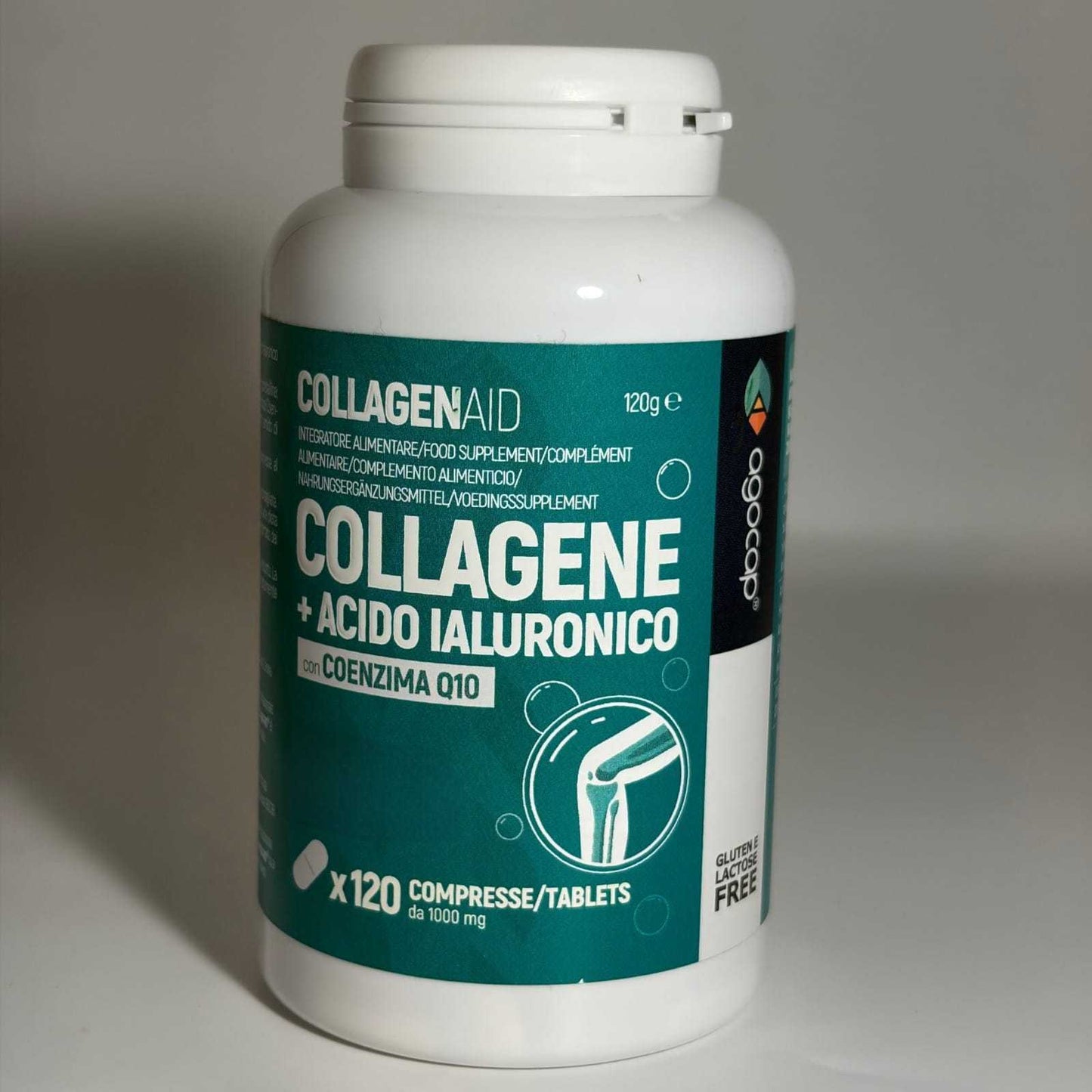 Collagenaid Agocap – Prodotto con Collagene Idrolizzato, Acido Ialuronico e Coenzima Q10 – 120 compresse