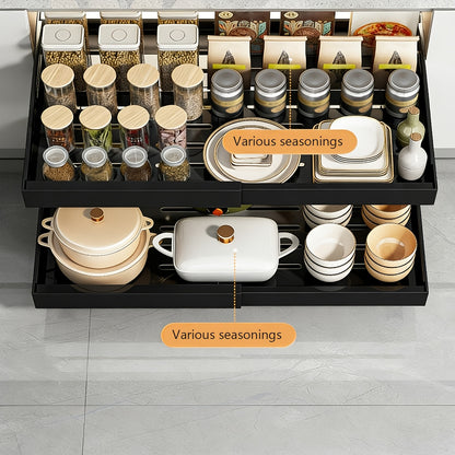 1 Confezione di organizer per mobili a scorrimento Heavy Duty - Larghezza espandibile da 32.0cm a 52.32cm, profondità 43,18cm, doppia montatura adesiva/trapano, contenitore multiuso per cucina, bagno, cassetti da garage, mobili da cucina