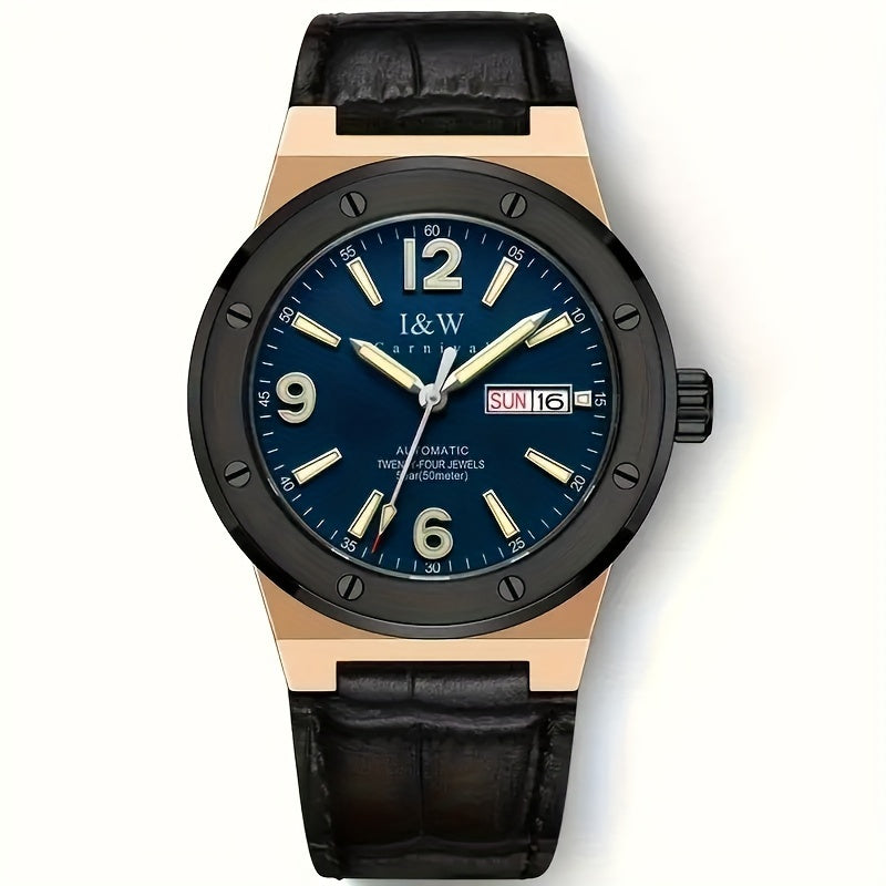 [I&W Carnival] Orologio Sportivo Meccanico da Uomo, Luminoso e Impermeabile con Vetro Finto Zaffiro, Regalo Ideale per le Vacanze