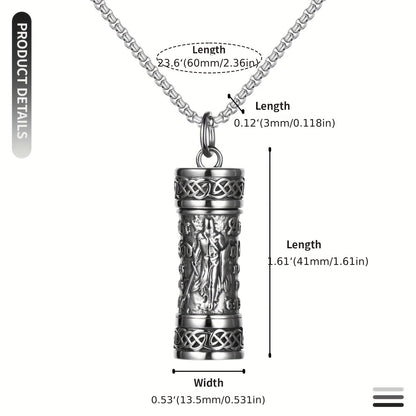 Collana da uomo con San Michele Arcangelo, Collana con ciondolo a forma di urna cineraria, Collana vichinga, Ciondolo con scudo guardiano dell'Arcangelo Michele, Medaglia amuleto cattolica in acciaio inossidabile, Gioiello regalo.