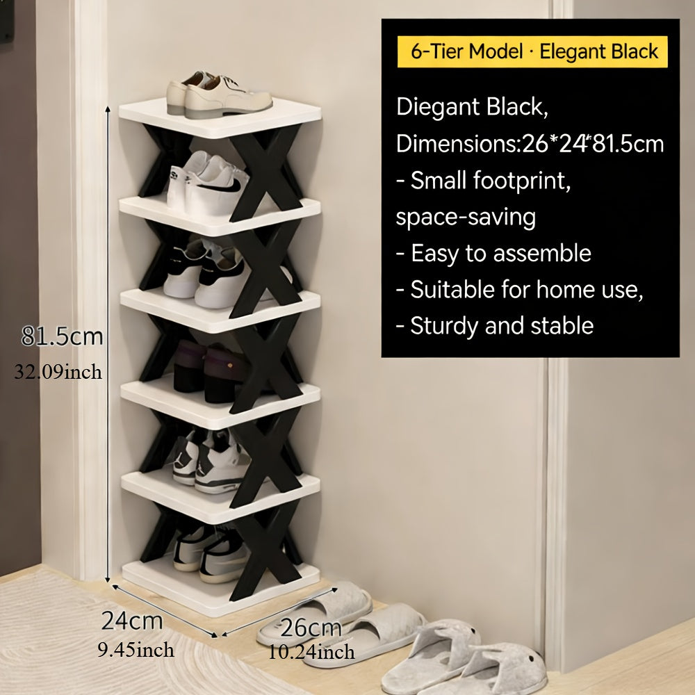 Scaffale Angolare per Scarpe Risparmio Spazio - Alto e Stretto 6/9 Ripiani in Plastica Resistente per 6/9 Paia di Scarpe e Stivali, Soluzione Multiuso per Ingresso, Armadio, Garage, Soggiorno, Organizzatore per Scarpe da Casa, Scaffale Autoportante