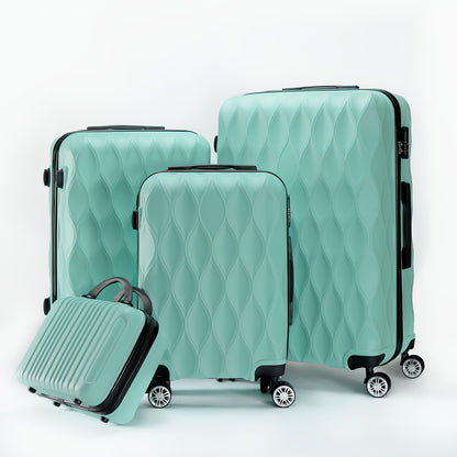 Un Set di 2 o 4 Pezzi di Valigie in ABS con Design a Foglia, Ruote Silenziose Rotanti, Ideali per Viaggi Breve e Lungo Termine, Uso Personale o come Regalo Perfetto