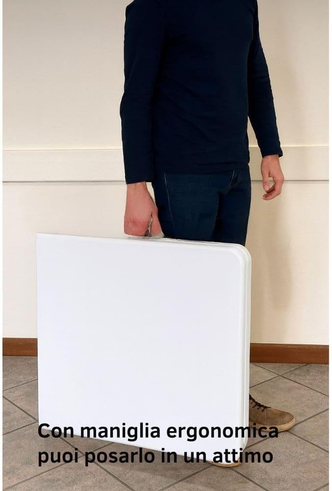 Cecaro Group Tavolo Pieghevole Estensibile 180 cm – Bianco | Portata 120 kg | Maniglia Integrata | Chiusura Sicura con Blocco di Sicurezza