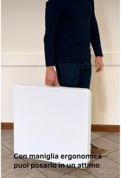Cecaro Group Tavolo Pieghevole Estensibile 180 cm – Bianco | Portata 120 kg | Maniglia Integrata | Chiusura Sicura con Blocco di Sicurezza