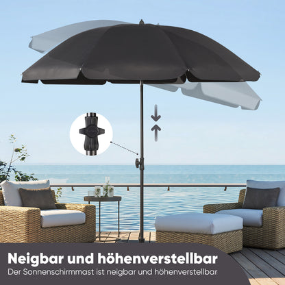 Ombrellone da balcone Sunula 180 cm con attacco a e fodera protettiva, regolazione 'inclinazione e 'altezza, ombrellone da spiaggia per balcone, giardino e terrazza