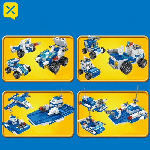 [Blue Patrol Polizia Blocchi da Costruzione Carpoy] Camion Blocchi da Costruzione Modello Auto | Kit di Costruzione | Auto della Polizia | Adatto per Regali di Festa/Ringraziamento/Halloween/Regali di Natale