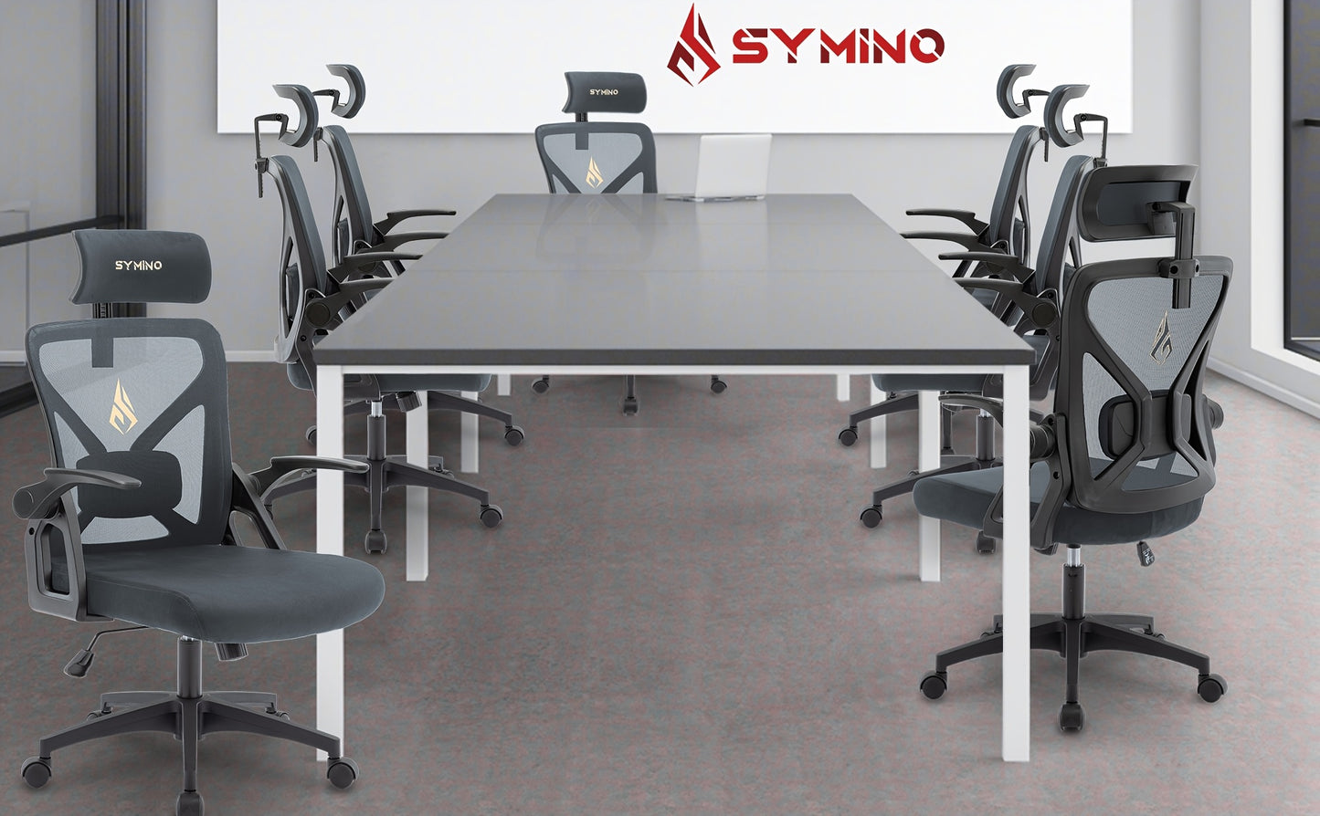 Sedia Ufficio Ergonomica con Supporto Lombare e Poggiatesta Regolabili, Funzione di Inclinazione e Rotazione, Sedia da Scrivania per Computer