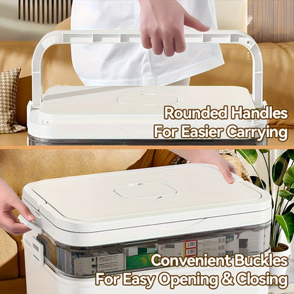 Portapillole a strati con coperchio a ribalta, organizer per medicamenti e bagno, chiusura a scatto sicura, plastica resistente, portatile per camera da letto/bagno/scrittoio, regalo perfetto per forniture per la salute domestica