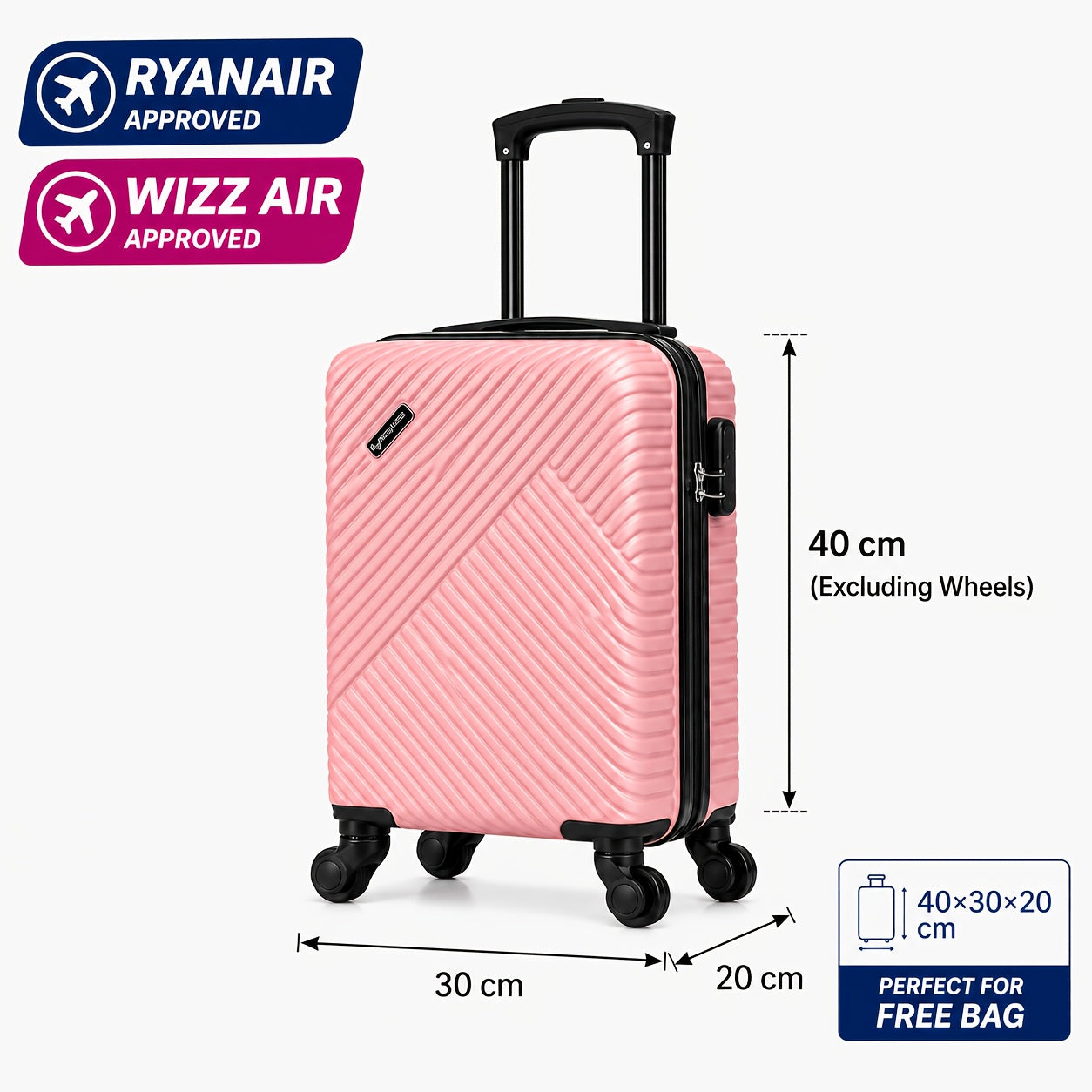 Ryanair, Aerea Low-Cost, Regolamenti UE 40X30X20Cm Mini Valigetta Fresca e Semplice, con Ruote Rimovibili, Barra Telescopica, Ruote Girevoli a 360 Gradi Spring Airlines, Serratura a Combinazione, Valigetta da Imbarco, Essenziale per Viaggiare