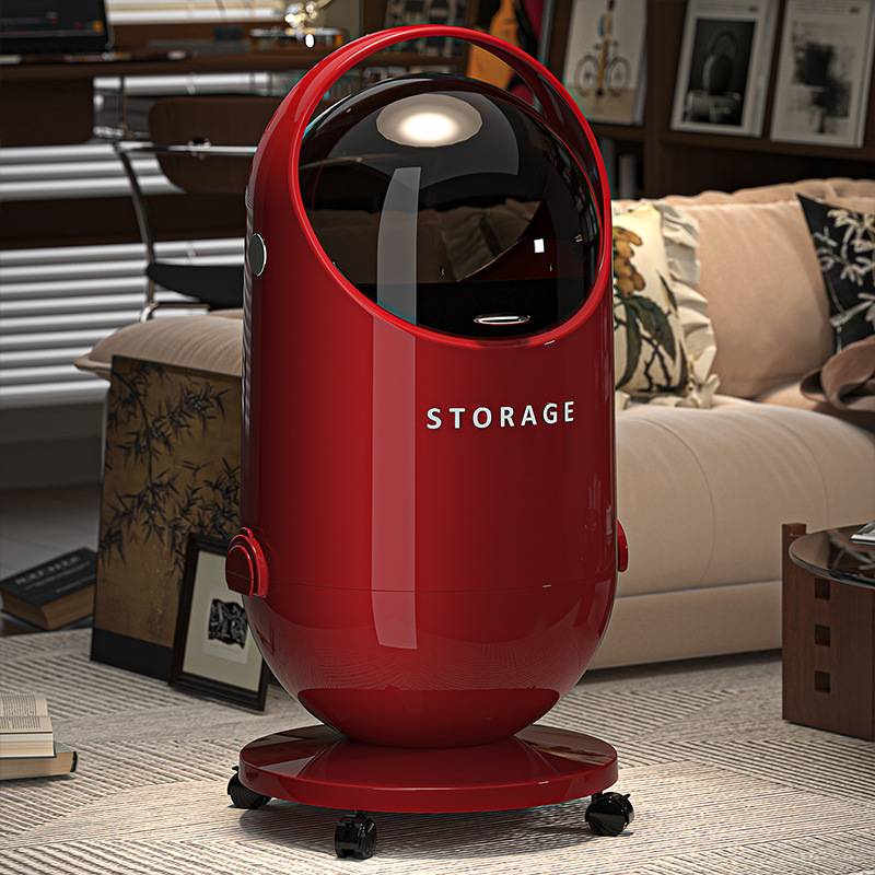 Cestino per rifiuti contemporaneo da 20L con coperchio sicuro e ruote, plastica robusta, impugnatura confortevole, design compatto, gestione degli odori, ideale per cucina, ufficio, soggiorno