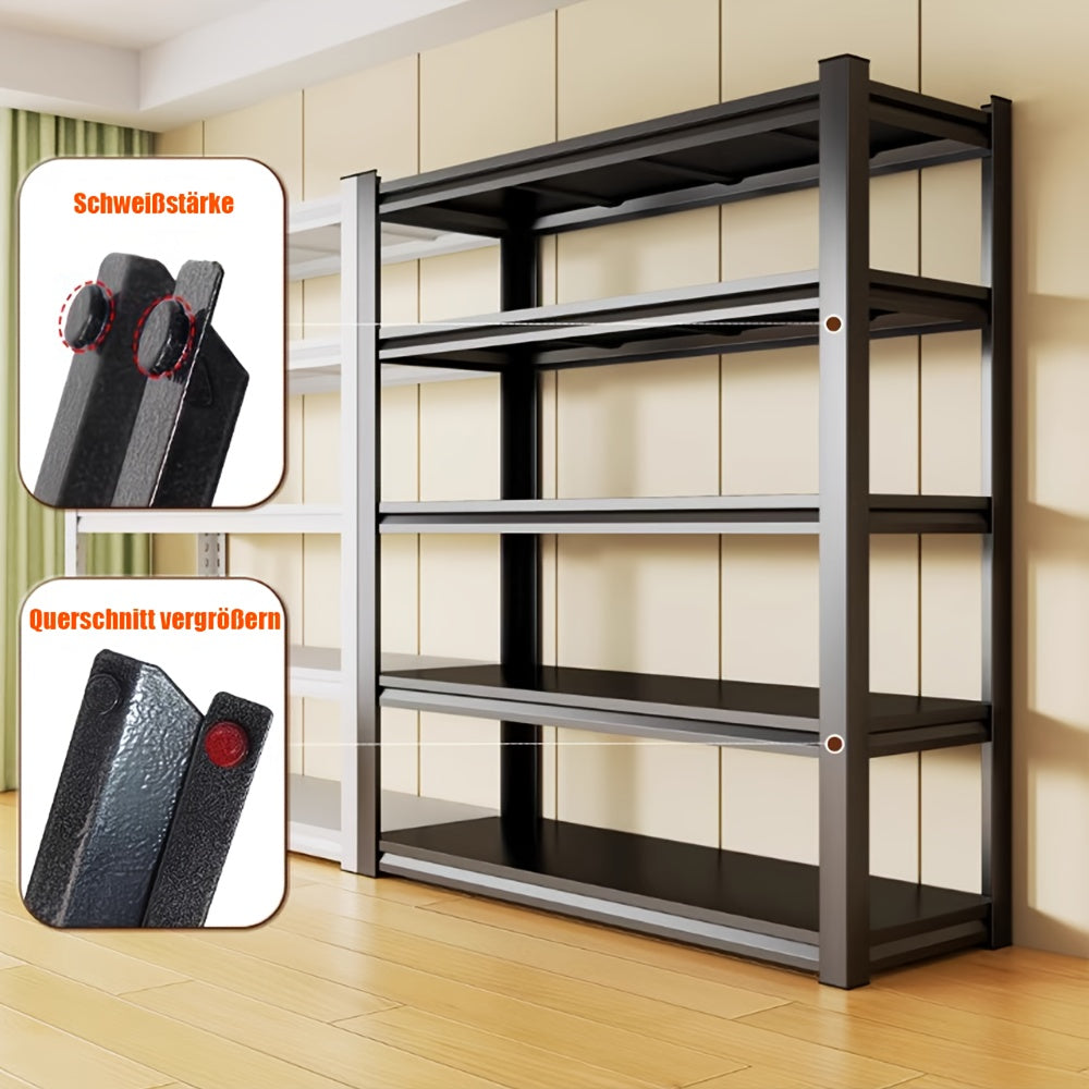 Scaffale portaoggetti in metallo regolabile a 1 pezzo, robusto, a 3/4/5 ripiani, per garage, accessori da viaggio, articoli essenziali da viaggio, adatto per viaggi e uscite, magazzino, cantina, dispensa - Scaffale organizzatore multiuso