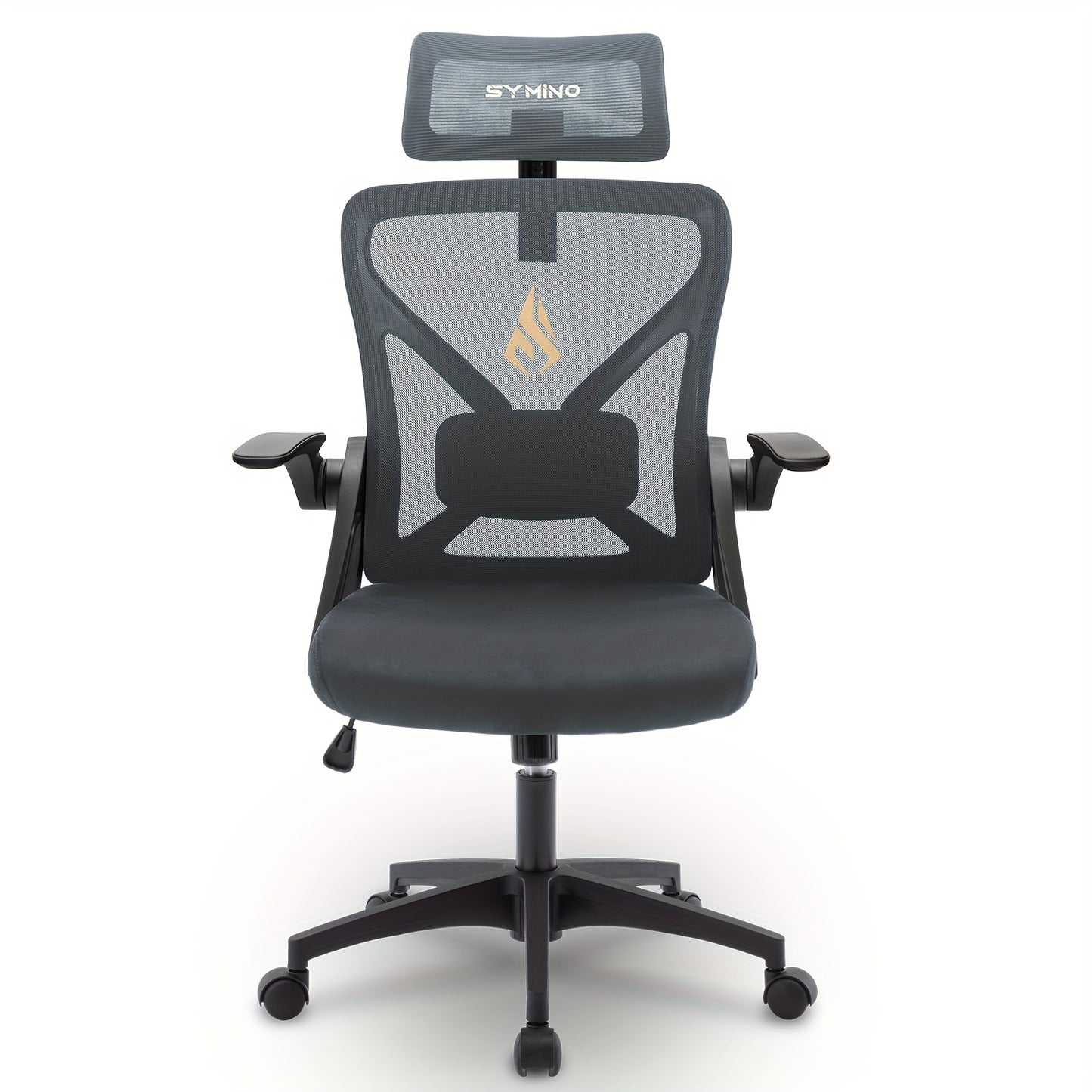 Sedia Ufficio Ergonomica con Supporto Lombare e Poggiatesta Regolabili, Funzione di Inclinazione e Rotazione, Sedia da Scrivania per Computer