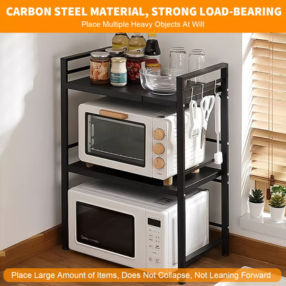 Scaffale Espandibile a 3 Livelli con 6 Ganci e 3 Porta Asciugamani; Scaffale per Garage, Cucina, Armadio; Estensibile da 40cm a 64cm; Adatto per Garage e Cucine (Bianco, Nero)