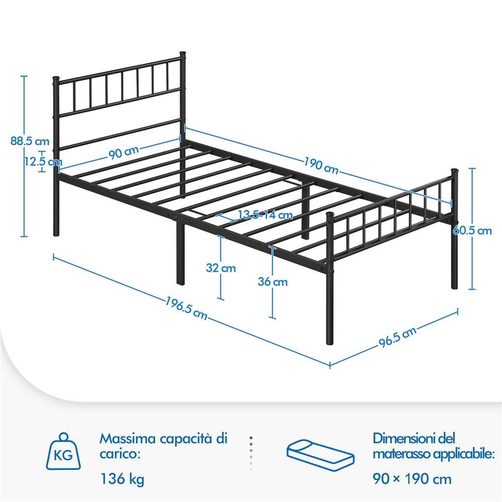 Costoffs Struttura Letto Moderno in Metallo con Testiera e Pediera con Spazio di Archiviazione per Appartamento Camera da Letto