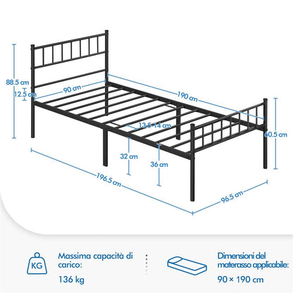 Costoffs Struttura Letto Moderno in Metallo con Testiera e Pediera con Spazio di Archiviazione per Appartamento Camera da Letto