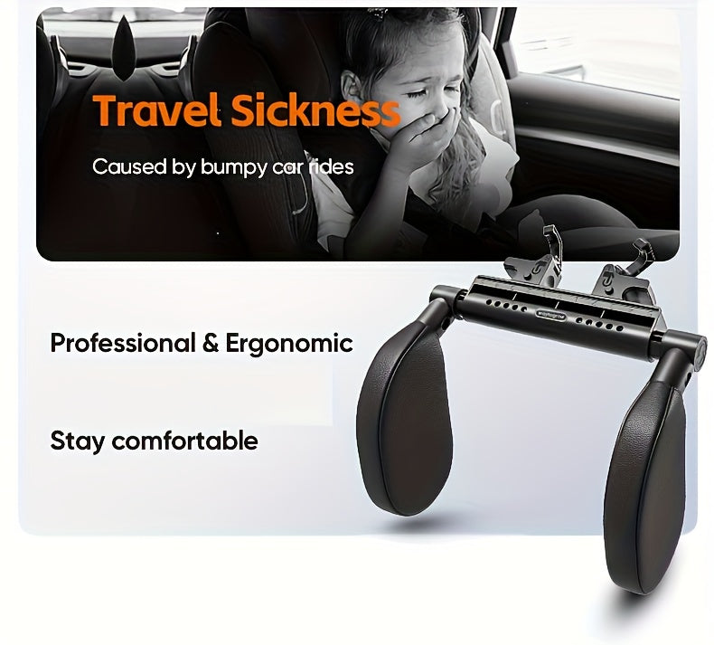 1 pezzo Poggiatesta Auto a Forma di U in Schiuma Memory a Temperatura Costante 45D, Cuscino per Collo Regolabile Meccanicamente a 360°, Design con Doppi Ganci per Uso Rimovibile su un Lato, Supporto Ergonomico per Dormire di Lato - Regalo 3 in 1 per Veico