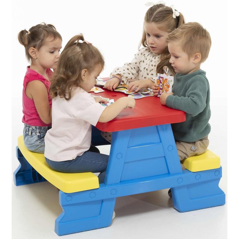 Gruppo di sedute per bambini da esterno - Tavolo da picnic con panche, resistente alle intemperie, vari colori