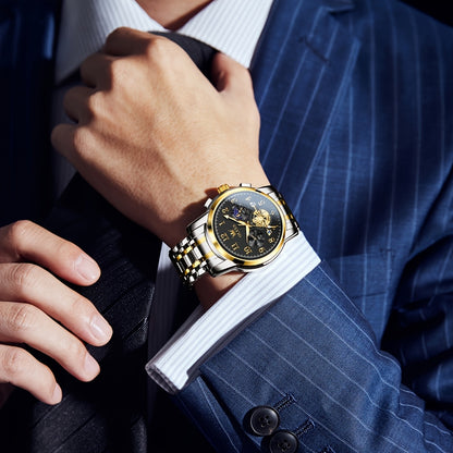 OLEVS Orologi da Uomo Classici Business Dress Analogico Quarzo Quadrante Digitale Orologio da Uomo Moda Lusso Bracciale in Acciaio Inossidabile Luminoso con Calendario Orologio da Polso da Uomo Regali Romantici Relojes De Hombre Quadrante Blu/Nero/Bianco/