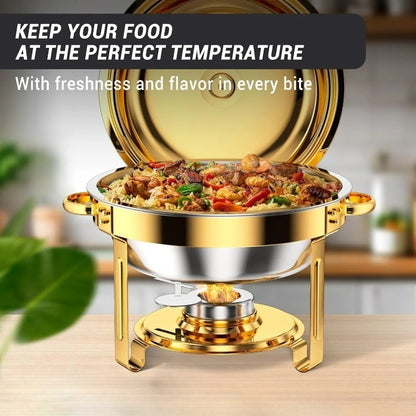 Scaldavivande da buffet in acciaio inossidabile dorato 1/2/4/6 con coperchio per catering, ideale per matrimoni/banchetti di Capodanno, solo per cucinare (solo per cucinare)