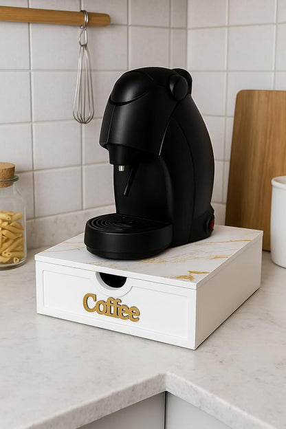Cecaro Group Porta Cialde in Bambù con Cassetto (3 Scomparti) – Organizer Elegante per Cialde, Capsule e Tisane