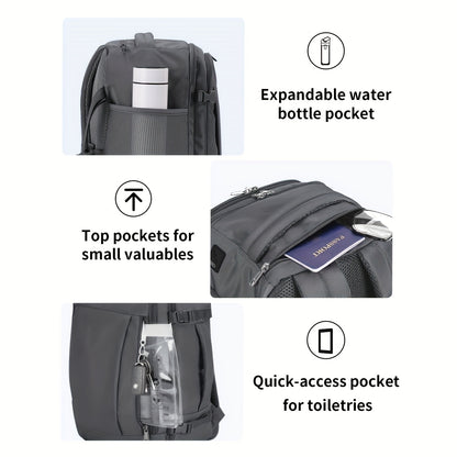Zaino da Viaggio Approvato per Voli da 25L con 13 Scomparti Tutto in Uno, Apertura a 180° e Manicotto per Bagaglio - Ideale per Uomini e Donne, Regalo di Natale