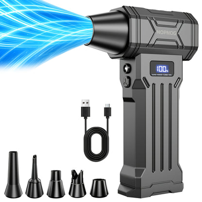 Ventilatore Turbo Violento, 140000RPM Senza Spazzole Wireless Portatile con Display Digitale Ricarica USB-C Potente Ventola Pulitore di Polvere per Auto pz Ventola da Esterno (Kit Aspirapolvere Opzionale)