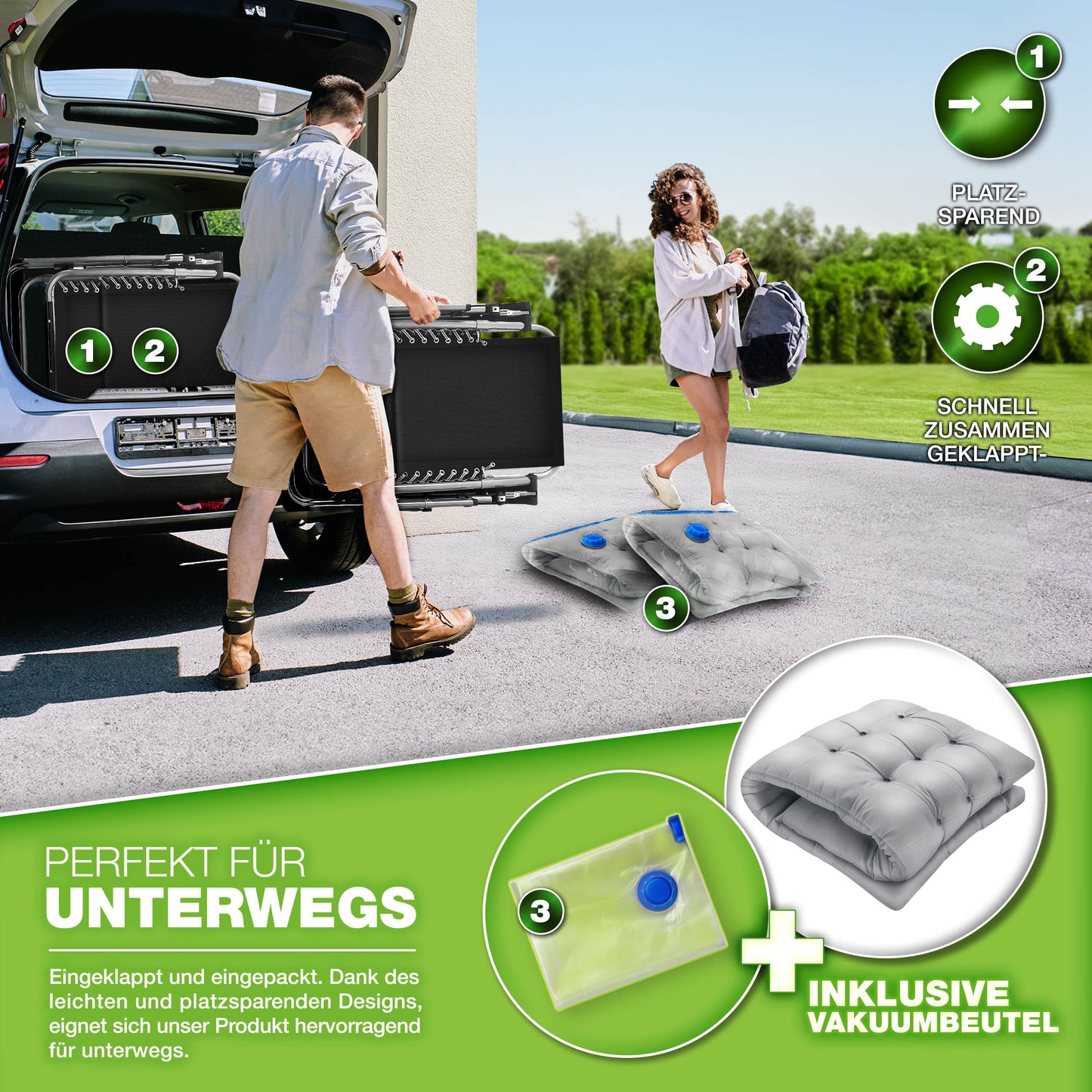 Tillvex® Poltrona Reclinabile Pieghevole Fino a 200Kg Lettino Parasole da Esterno per Giardino con Cuscino Resistente alle Intemperie Balcone, Giardino & Terrazza Lounge Esterno Regolabile con Imbottitura Spessa Poltrona Reclinabile Pieghevole Extra Larga
