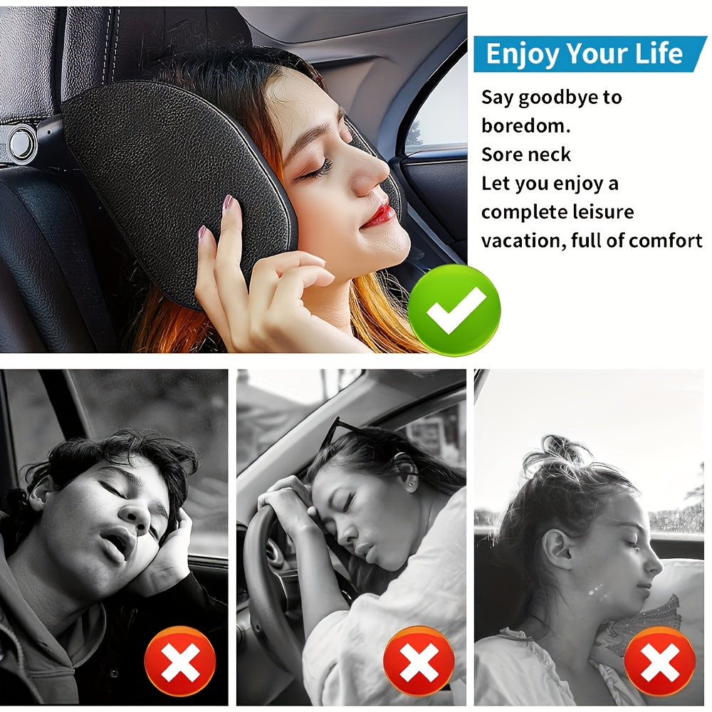 1 pezzo Poggiatesta Auto a Forma di U in Schiuma Memory a Temperatura Costante 45D, Cuscino per Collo Regolabile Meccanicamente a 360°, Design con Doppi Ganci per Uso Rimovibile su un Lato, Supporto Ergonomico per Dormire di Lato - Regalo 3 in 1 per Veico