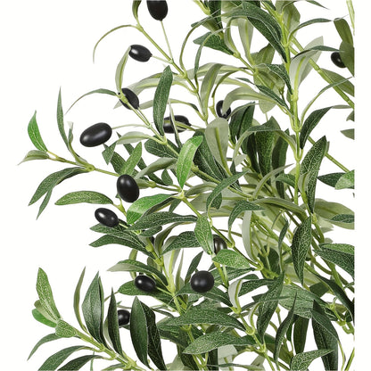 Albero di ulivo artificiale di 120/150/180/210 cm di altezza con frutti realistici e tronco in legno naturale, perfetto per l'arredamento moderno di casa, ufficio e soggiorno