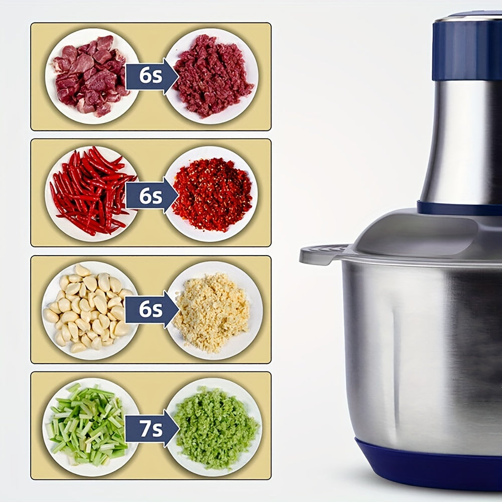 Robot da cucina in acciaio inossidabile, tritatutto, tritacarne elettrico 500W, 5L, tritacarne in acciaio inossidabile per cucina, verdure, cipolle, aglio, insalata, omogeneizzati, noci con 6 lame in acciaio inossidabile