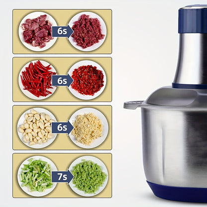 Robot da cucina in acciaio inossidabile, tritatutto, tritacarne elettrico 500W, 5L, tritacarne in acciaio inossidabile per cucina, verdure, cipolle, aglio, insalata, omogeneizzati, noci con 6 lame in acciaio inossidabile