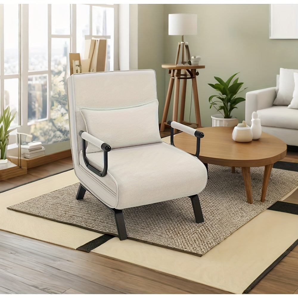 1 pz Sedia Elegante per Sala da Pranzo, Divano Letto 3 in 1, Letto per Ospiti, Poltrona Pieghevole con Schienale Regolabile, Cuscino Rimovibile, Adatto per Camera da Letto, Soggiorno, Ufficio, Capacità di Carico 150 Kg