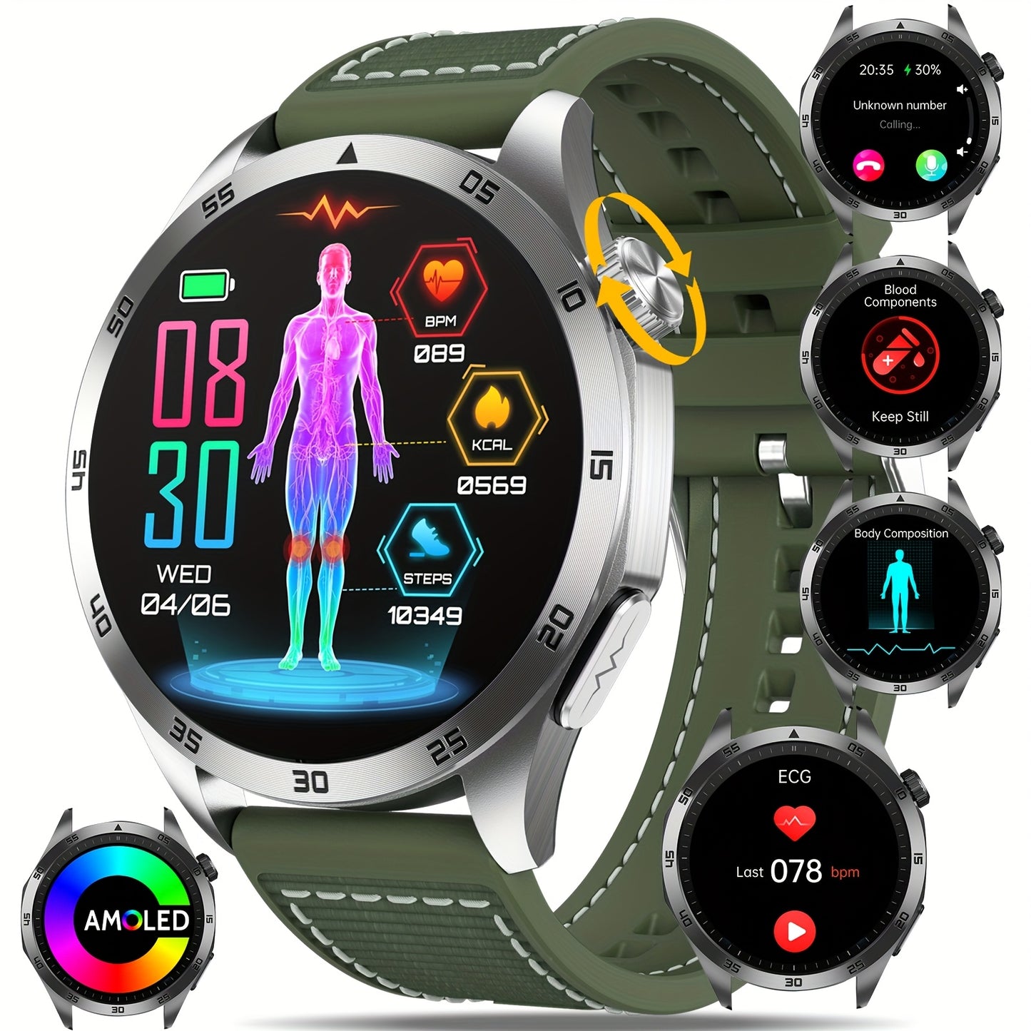 Smartwatch 2026: Batteria a lunga durata da 380mAh, Display AMOLED da 3.63cm, Chiamate BT5.2, Menstruo & Previsioni Meteo, Modalità Multi-Sport, Ricarica Magnetica, Assistente Vocale/SOS, Per Telefoni Android & IOS, Regalo Per Lui & Lei