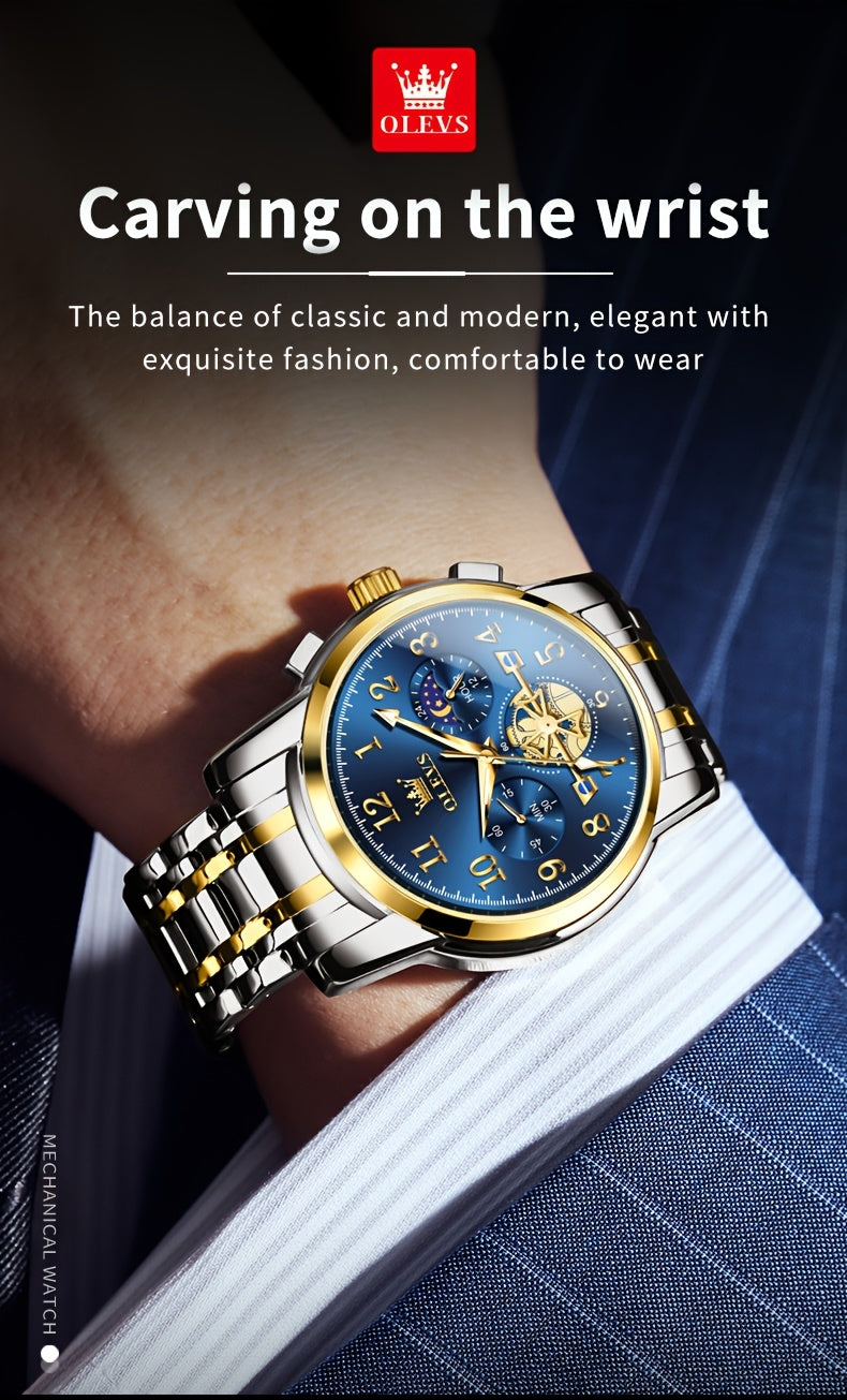OLEVS Orologi da Uomo Classici Business Dress Analogico Quarzo Quadrante Digitale Orologio da Uomo Moda Lusso Bracciale in Acciaio Inossidabile Luminoso con Calendario Orologio da Polso da Uomo Regali Romantici Relojes De Hombre Quadrante Blu/Nero/Bianco/