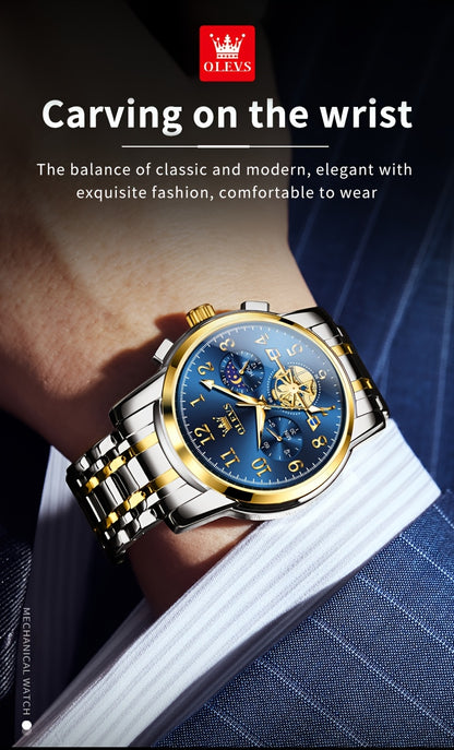 OLEVS Orologi da Uomo Classici Business Dress Analogico Quarzo Quadrante Digitale Orologio da Uomo Moda Lusso Bracciale in Acciaio Inossidabile Luminoso con Calendario Orologio da Polso da Uomo Regali Romantici Relojes De Hombre Quadrante Blu/Nero/Bianco/