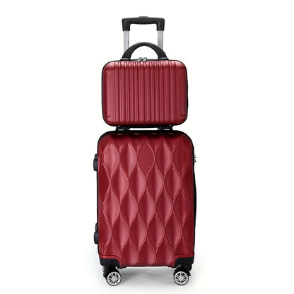 Un Set di 2 o 4 Pezzi di Valigie in ABS con Design a Foglia, Ruote Silenziose Rotanti, Ideali per Viaggi Breve e Lungo Termine, Uso Personale o come Regalo Perfetto