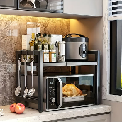 1pc Scaffale Di Stoccaggio Multifunzionale, Scaffale Di Cottura Di Riso Estensibile Per Cucina, Scaffale Per Forno A Microonde, Scaffale Di Stoccaggio Per Friggitrice Ad Aria, Scaffale Di Stoccaggio Per Utensili, Accessori Per Cucina, Bagno, Camera Da Let