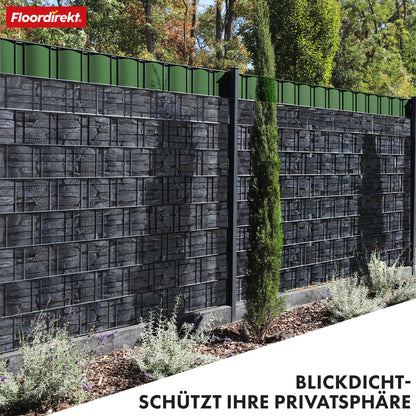 Striscia PVC per Privacy per Recinzione a Doppio Filo – Rotolo da 35m, Altezza 19cm, Include 20 Clip, Disponibile in 3 Colori e 4 Design