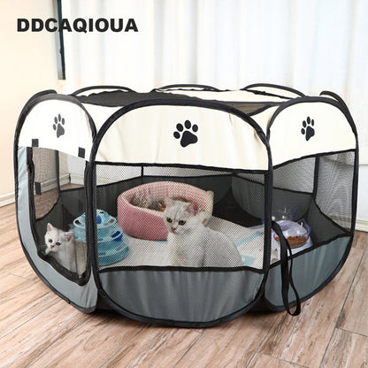 Penna per animali domestici Gatto Maternità Penna per animali domestici ottagonale Cassa per animali domestici pieghevole Penna per cani di grande spazio Penna per gatti