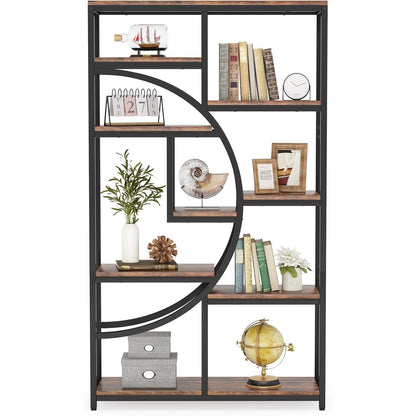 Libreria moderna a 5 ripiani, scaffali alti indipendenti per esposizione e stoccaggio con 9 ripiani aperti, ideale per soggiorno e contenitori