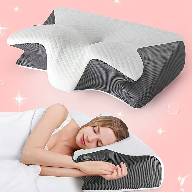 Cuscino Memory Foam Comfort per la Colonna Vertebrale, Ideale per Chi Dorme sul Fianco, sulla Schiena e a Pancia in Giù - Design Sagomato, Supporto Morbido e Robusto, Nero, Rilassamento Spalle, Solido, Regalo Perfetto per Natale e Capodanno