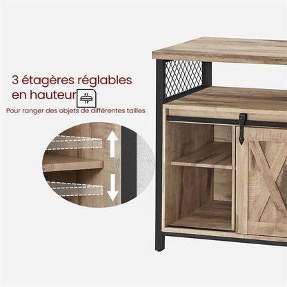 Armadio contenitore, credenza, mobile da cucina con due ante scorrevoli, dimensioni 33 x 100 x 80 cm, ripiani regolabili, stile rustico, adatto per cucine.