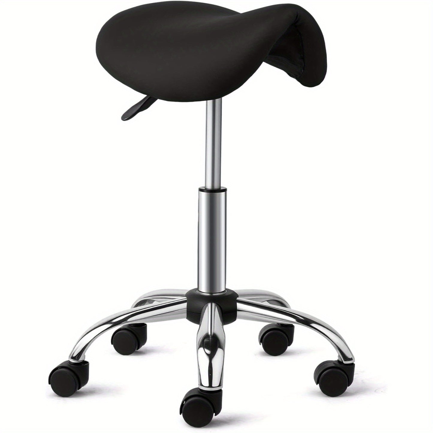Sgabello Bonnlo con rotelle girevoli a 360°, sgabello regolabile in altezza (48-63 cm), sgabello ergonomico con rotelle e portata di 150 kg per salone/ufficio/bar e mezza, nero