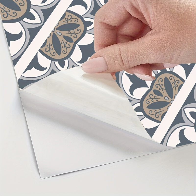 10pz, Adesivi per Piastrelle Retrò Impermeabili per Bagno, WC e Soggiorno - Antiscivolo, Autoadesivi, Resistenti all'Olio e Facili da Applicare - Perfetti per una Copertura del Pavimento Elegante e Duratura