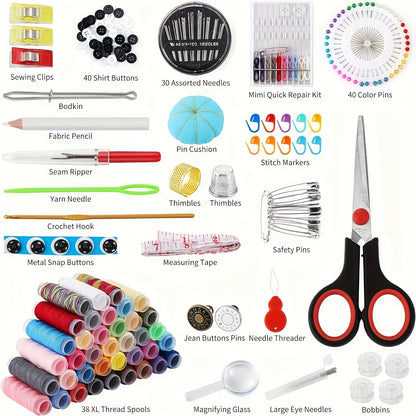 Kit Regalo da Cucito 269 Pezzi per Nonna, Mamma, Amici, Principianti Adulti, Viaggiatori – Forniture e Accessori da Cucito Portatili con Custodia – Include Filo, Aghi, Forbici, Metro a Nastro, Spilli e Altro