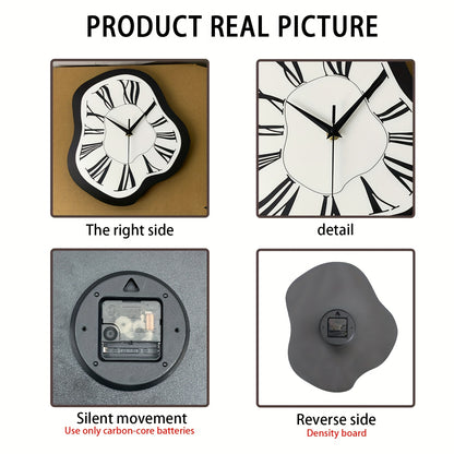 Orologio da Parete Moderno Astratto in Legno Sciolto - Design Contemporaneo Bianco e Nero, 30.48-40.64 cm Orologio al Quarzo Silenzioso Irregolare a Batteria per Soggiorno, Ufficio, Camera da Letto, Decorazione Galleria - Regalo Ideale per Arredamento Mod