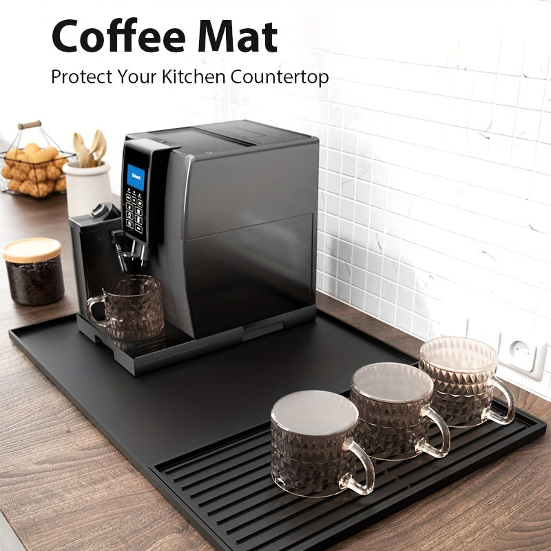 Tappetino da Caffè in Silicone 2-in-1 con Bordi Sollevati e Design Antiscivolo - Facile da Pulire, Durevole 59,94 cm X 40,13 cm Tappetino per Macchine da Caffè, Ideale per Uso Domestico e in Ufficio, Accessori per Bar Caffè, Regalo Perfetto per gli Amanti