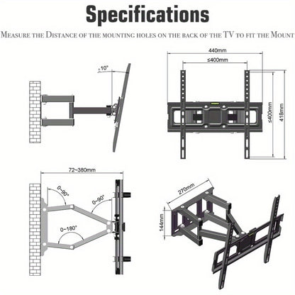 Supporto da parete universale per TV Bonnlo per schermi plasma LCD LED da 26 a 55 pollici fino a 40 kg Base estesa con girevole e inclinabile Supporto da parete per TV con inclinazione di 10 gradi e rotazione orizzontale di 30 gradi VESA 400x400 mm