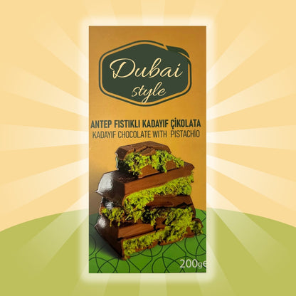Artu Cioccolato Stile Dubai 200g | Cioccolato al Latte con Crema di Pistacchio & Kadayif | Edizione Regalo Premium